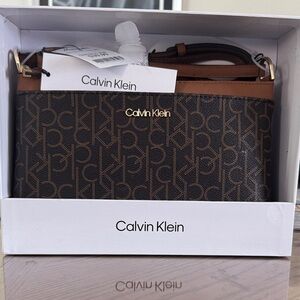 Calvin Klein Monogram Brown and Black Messenger Bag